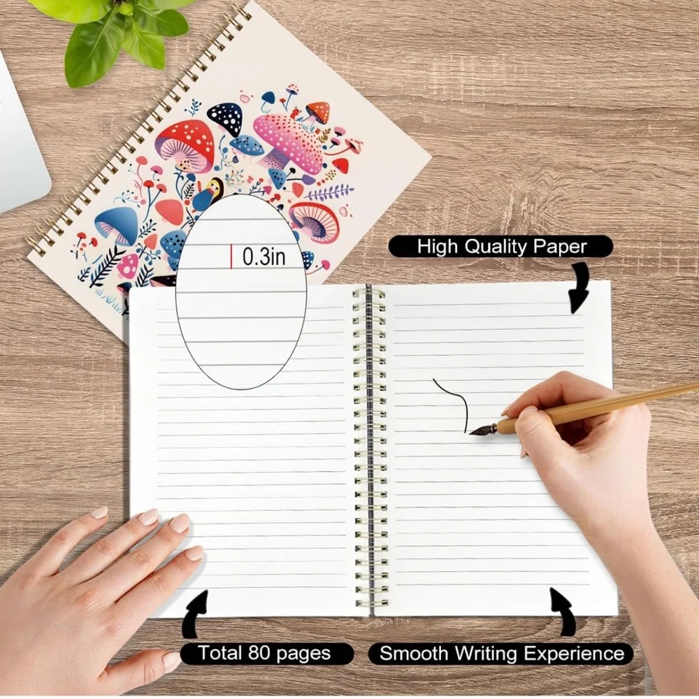 Colorful Mushroom Hardcover Spiral Notebook, New